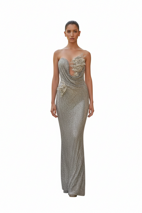 Crystal Silver Bloom Gown